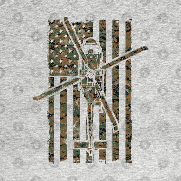 SH-60 Sea Hawk Helicopter Woodland MARPAT Camo Vintage Flag by DesignedForFlight